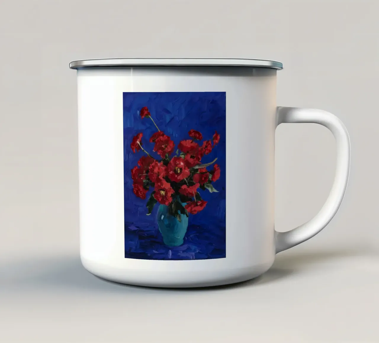 Notturno in fiore cremisi tazza in smalto da Angkasa Mist