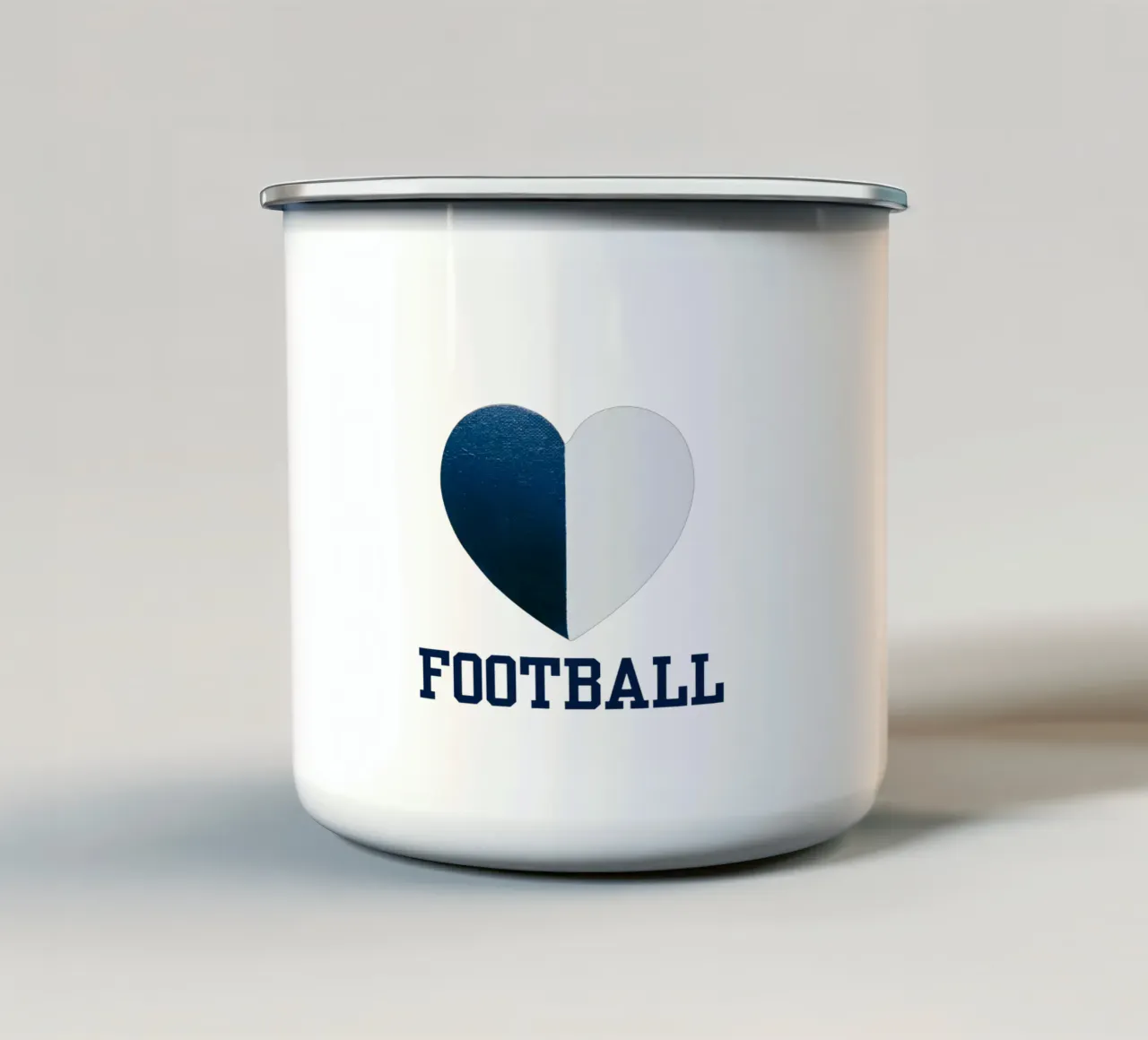 CALCIO Cuore dipinto di bianco e blu tazza in smalto da FABOArt