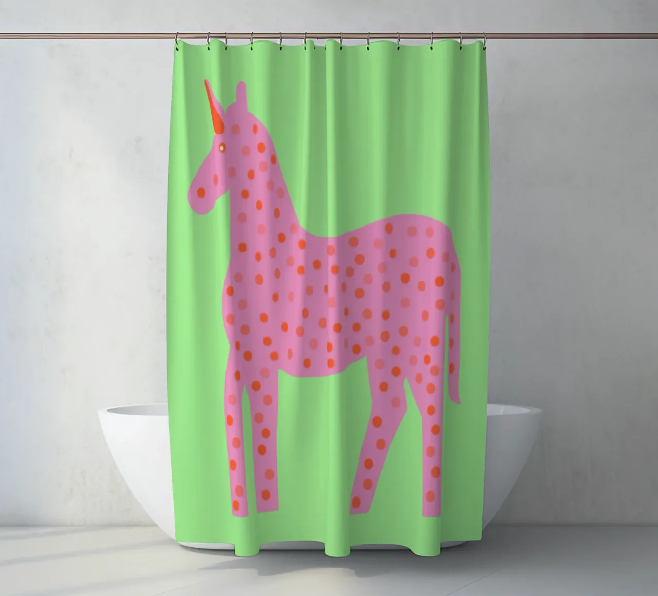 Un piccolo e grazioso unicorno tenda da doccia da Carinaprint