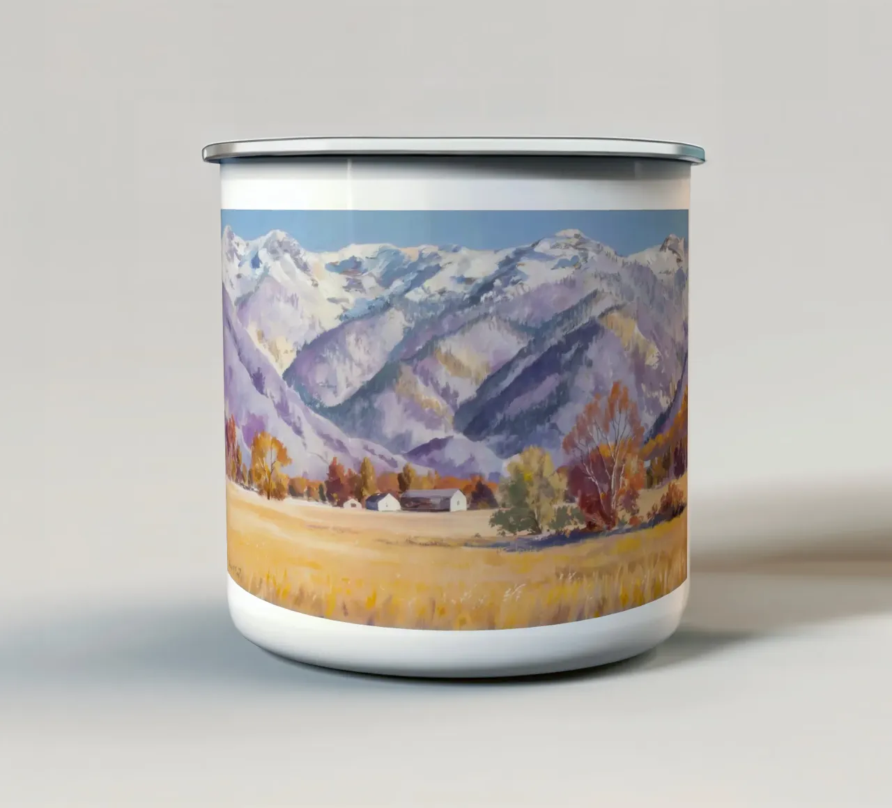 Cime innevate silenziose tazza in smalto da Angkasa Mist