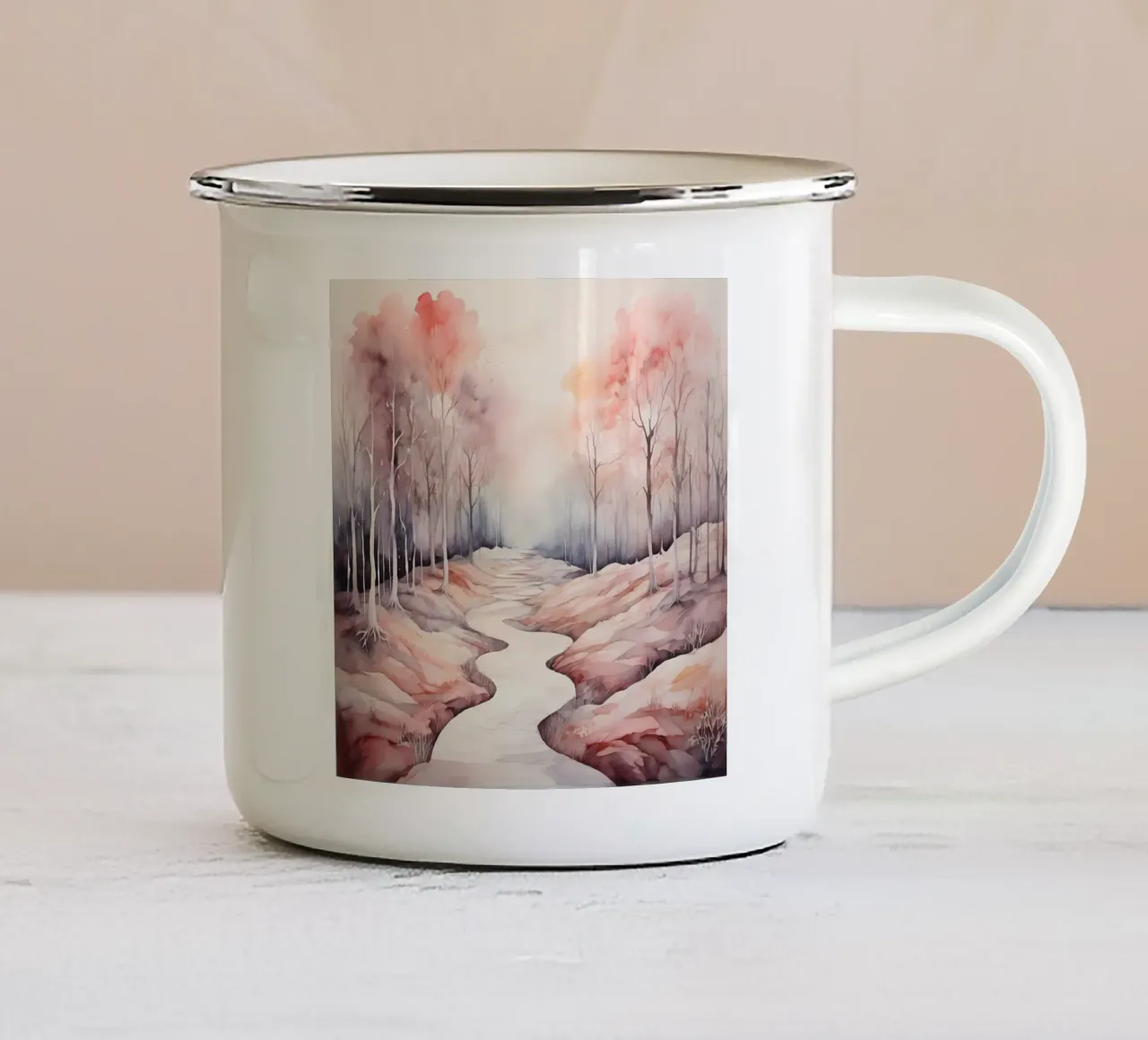 Serene Stream Emaille Tasse von Artistic-shop