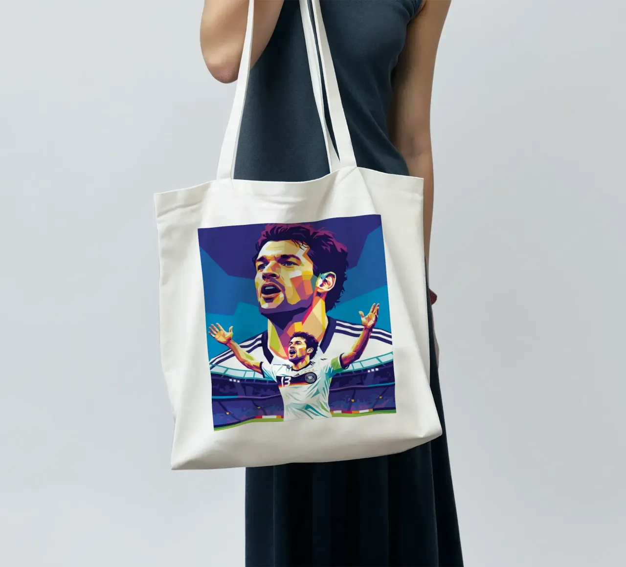 Michael Ballack pop art colorata borsa in juta da Hantamrata