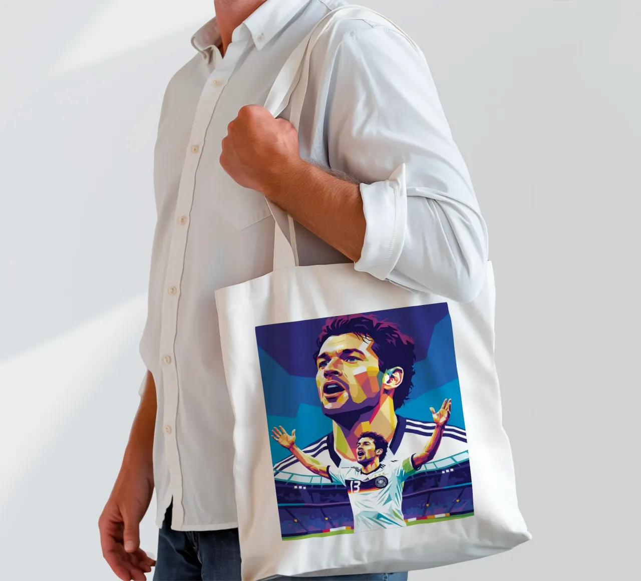 Michael Ballack pop art colorata borsa in juta da Hantamrata