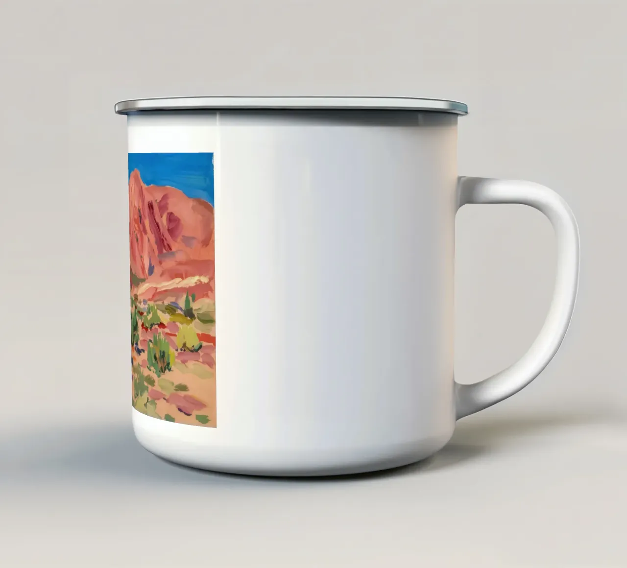 Orizzonte della Montagna Rossa tazza in smalto da Angkasa Mist