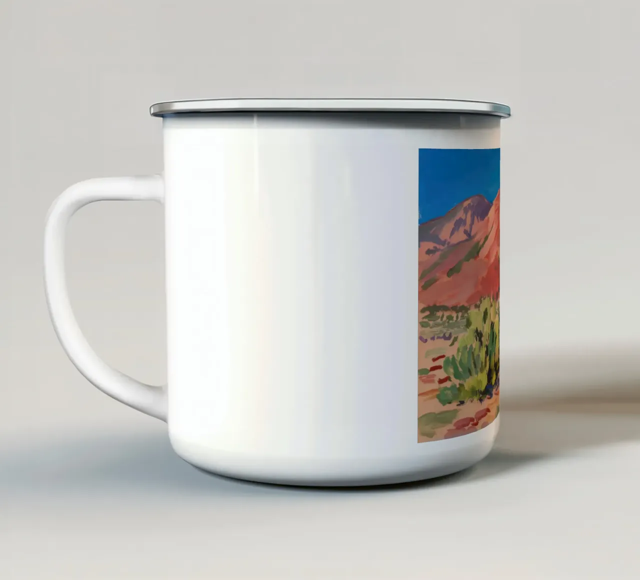 Orizzonte della Montagna Rossa tazza in smalto da Angkasa Mist