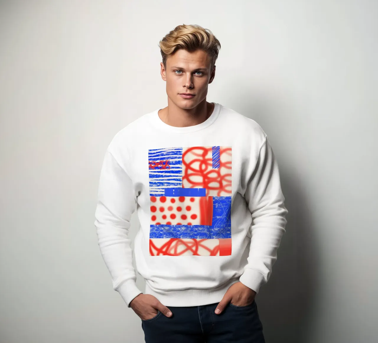 Red and Blue Abstract sweat de Kim Hubball Studio