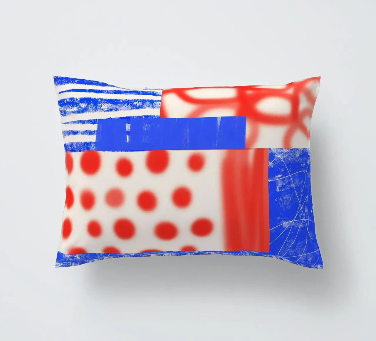 Red and Blue Abstract cuscino da Kim Hubball Studio
