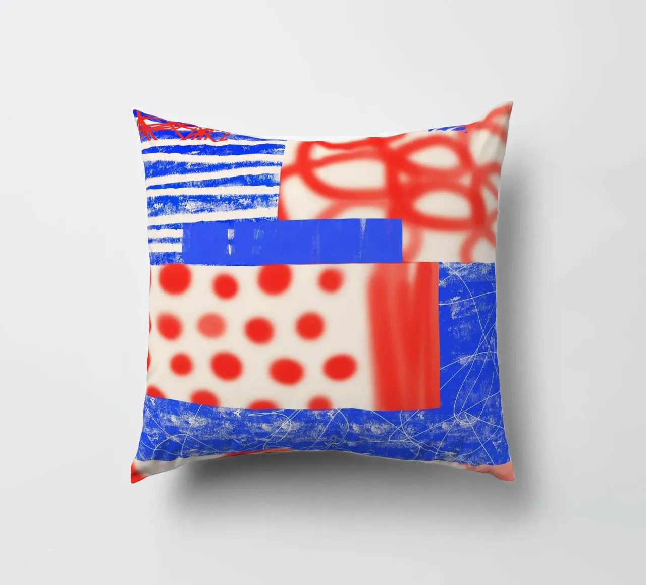 Red and Blue Abstract cuscino da Kim Hubball Studio