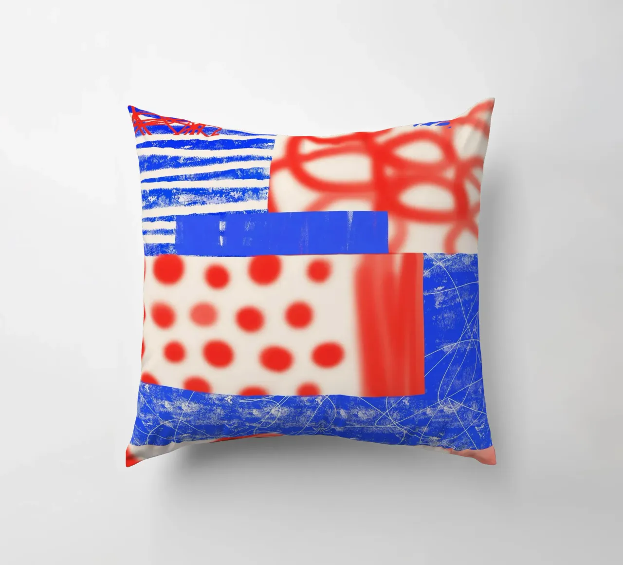 Red and Blue Abstract cuscino da Kim Hubball Studio