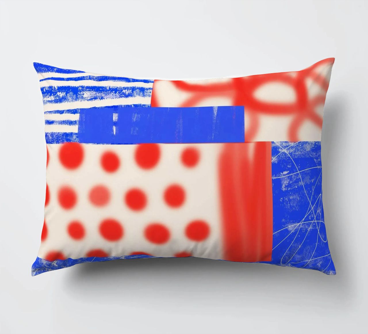 Red and Blue Abstract cuscino da Kim Hubball Studio