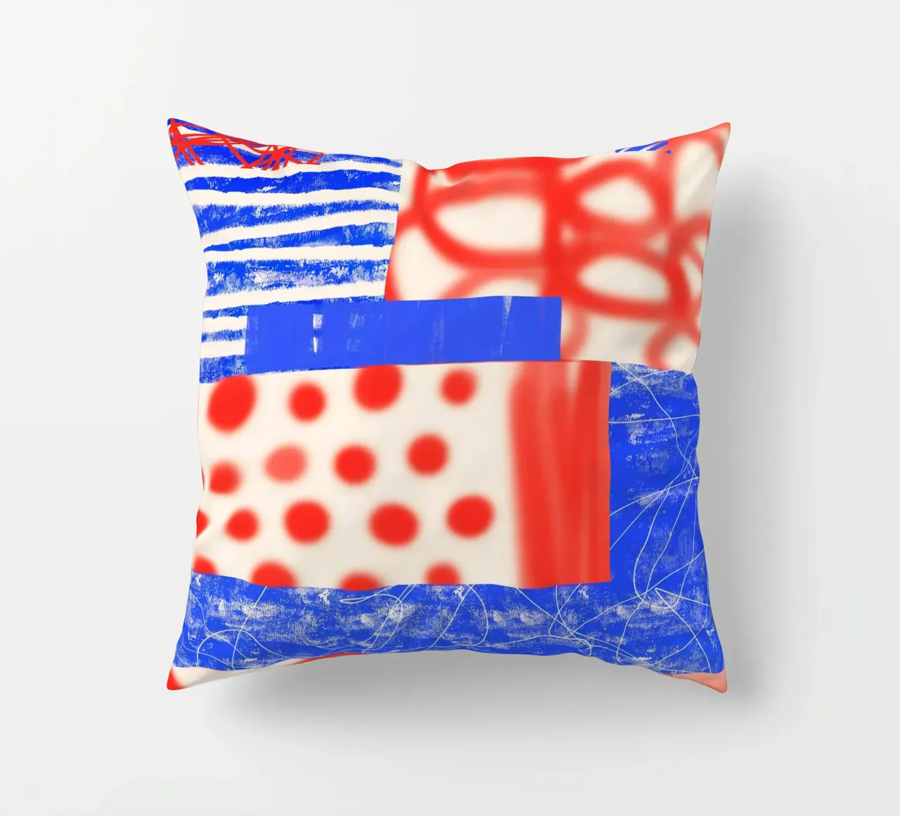 Red and Blue Abstract cuscino da Kim Hubball Studio