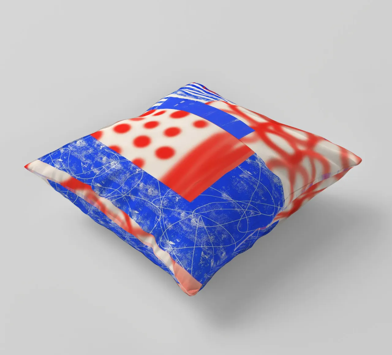 Red and Blue Abstract cuscino da Kim Hubball Studio