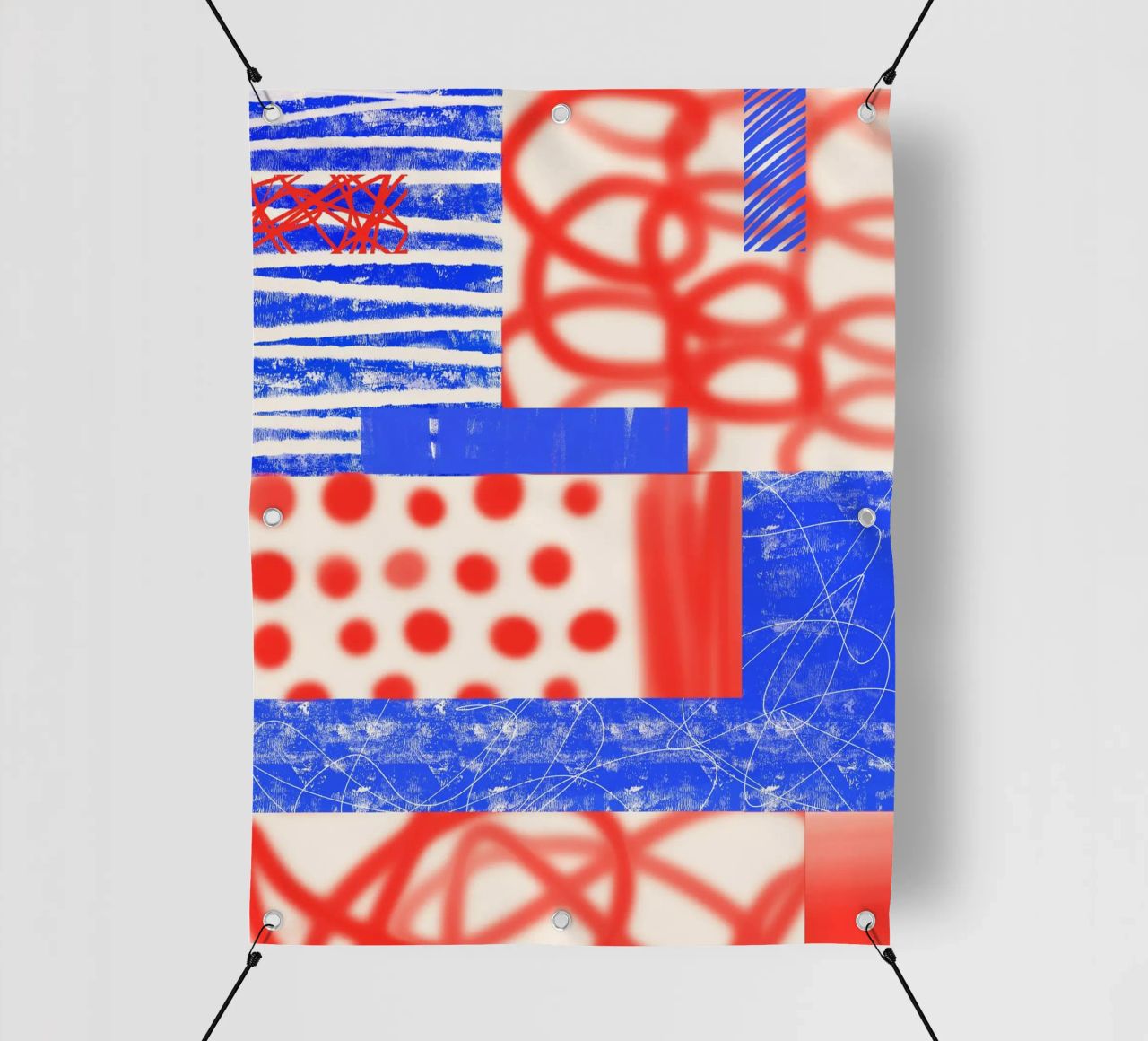 Red and Blue Abstract telo in pvc da Kim Hubball Studio