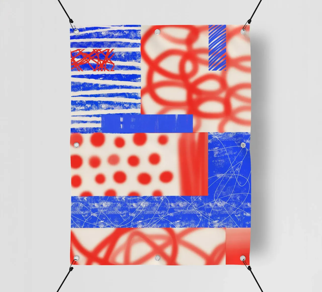 Red and Blue Abstract telo in pvc da Kim Hubball Studio