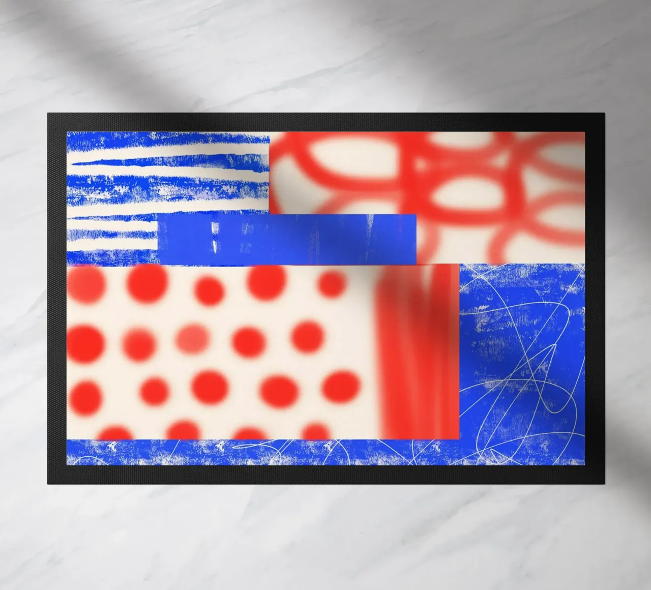 Red and Blue Abstract felpudo de Kim Hubball Studio