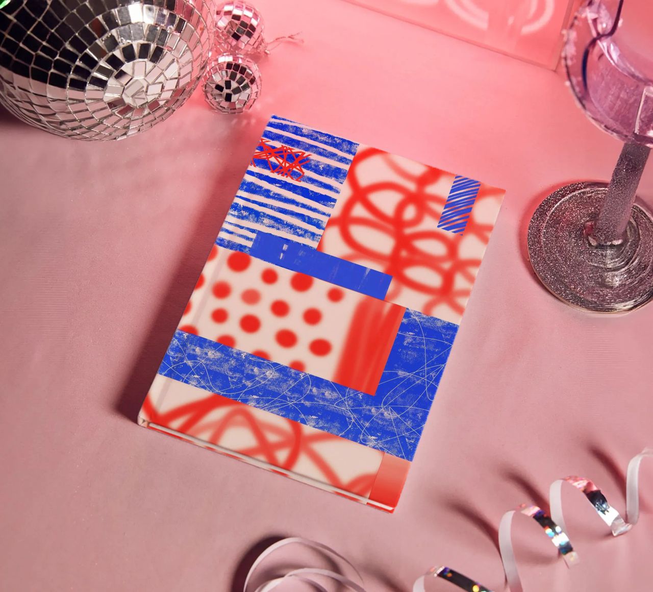 Red and Blue Abstract carnet de notes de Kim Hubball Studio