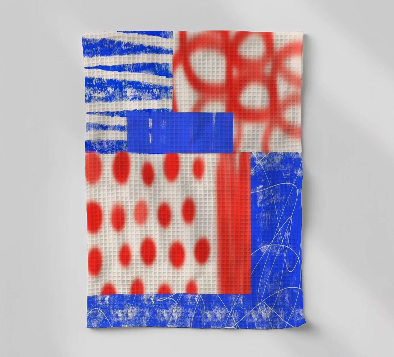 Red and Blue Abstract canovaccio da cucina da Kim Hubball Studio