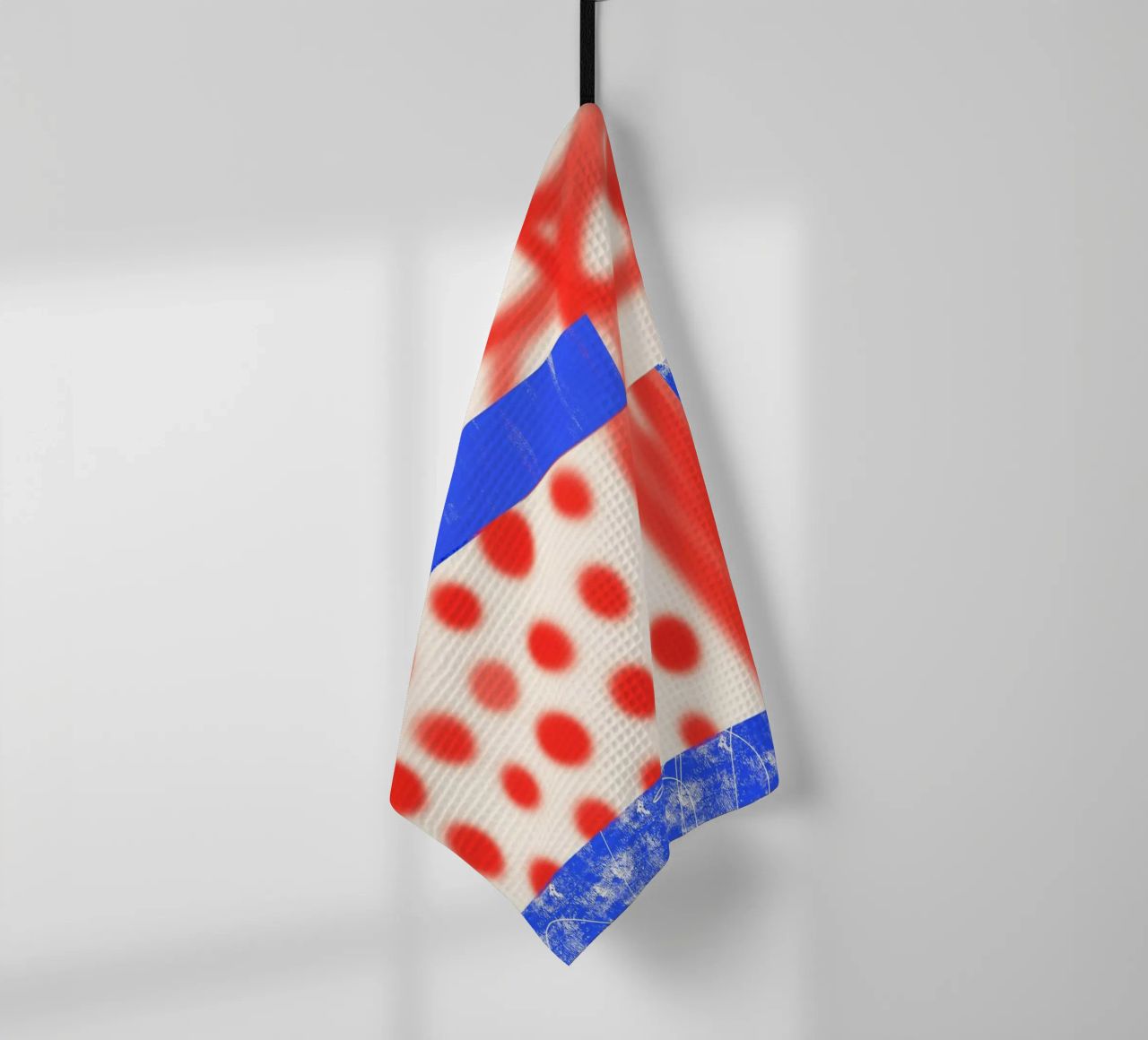 Red and Blue Abstract canovaccio da cucina da Kim Hubball Studio