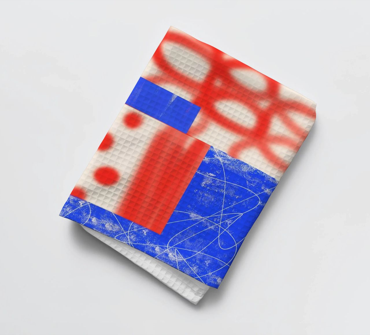 Red and Blue Abstract canovaccio da cucina da Kim Hubball Studio