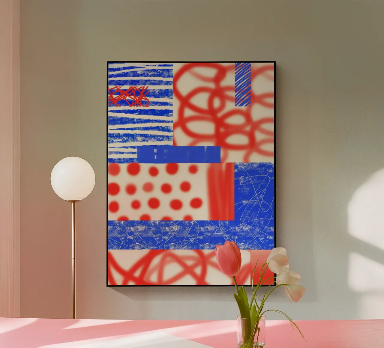 Red and Blue Abstract plexiglass da Kim Hubball Studio