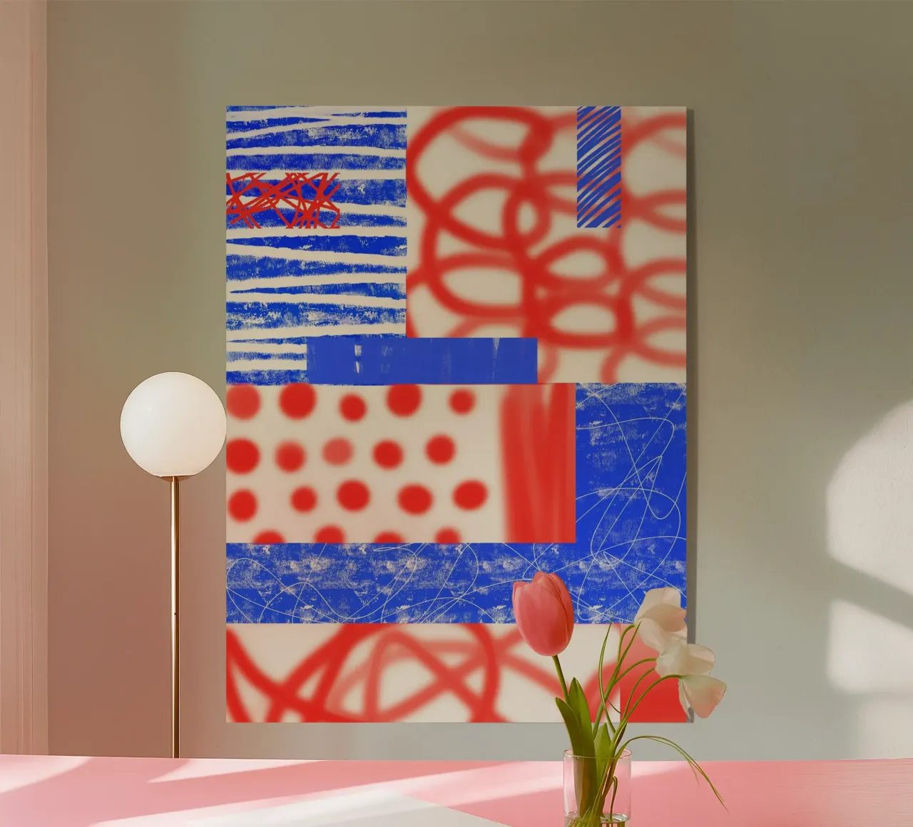 Red and Blue Abstract plexiglass da Kim Hubball Studio