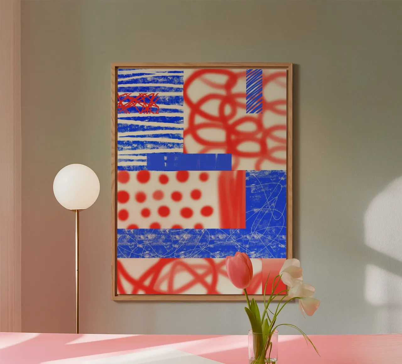 Red and Blue Abstract alluminio dibond da Kim Hubball Studio