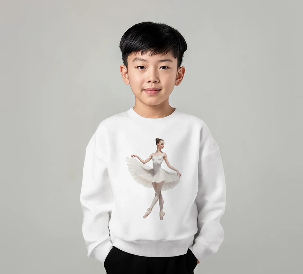 Ballerina con tutù e body bianco sulle punte felpa bambino da DesignDoodle