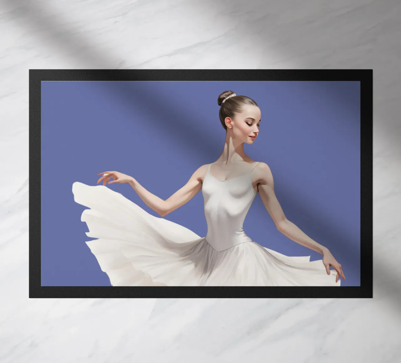 Ballerina in witte tutu en maillot op spitzen deurmat van DesignDoodle