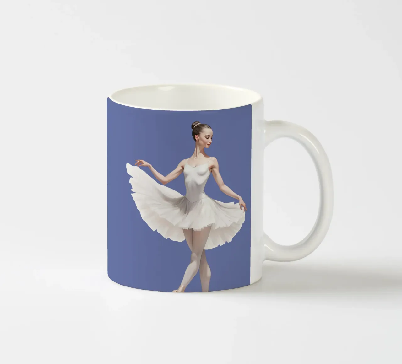 Ballerina con tutù e body bianco sulle punte tazza in ceramica da DesignDoodle