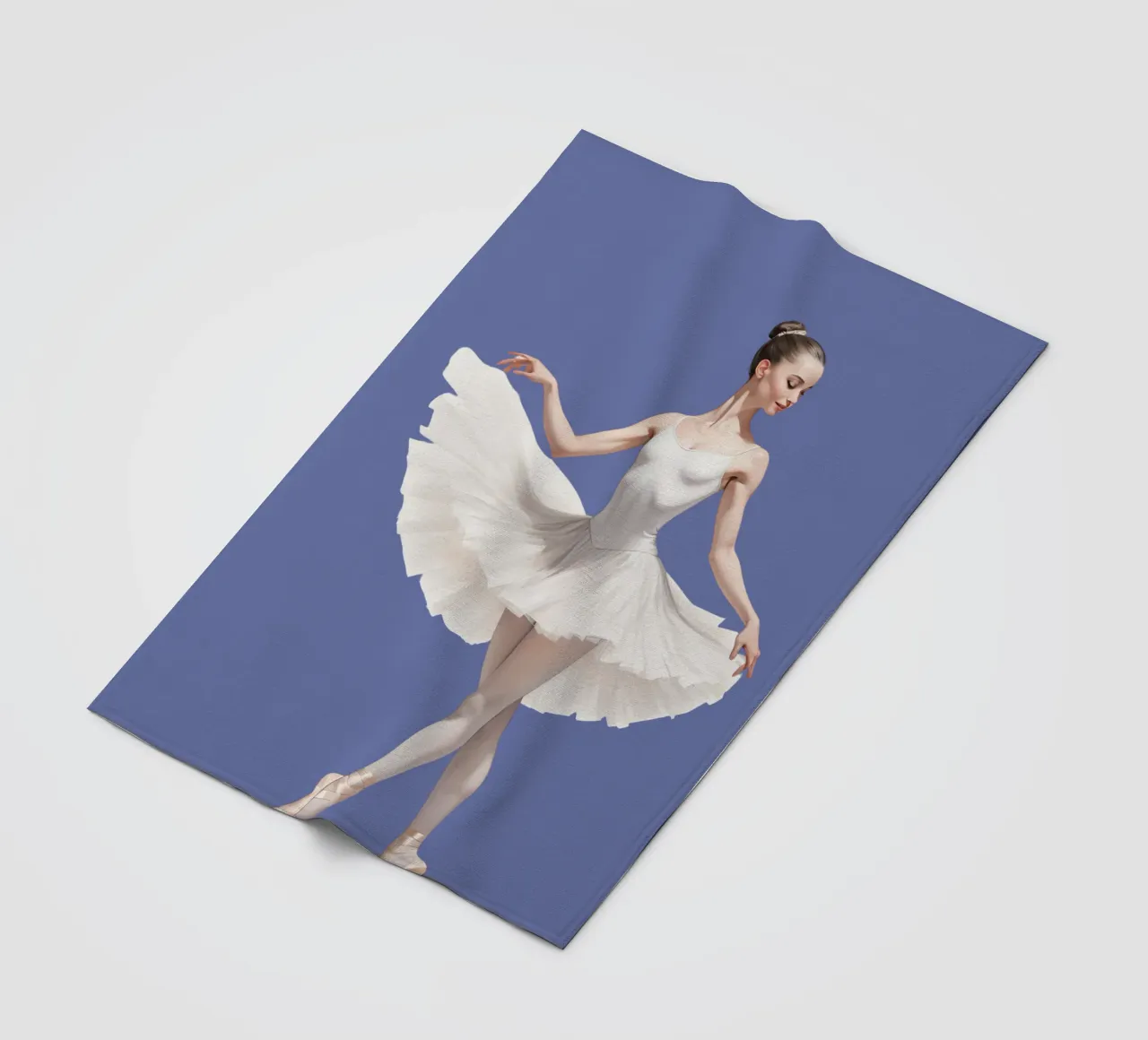 Ballerina in white tutu and leotard on pointe fleece blanket by DesignDoodle