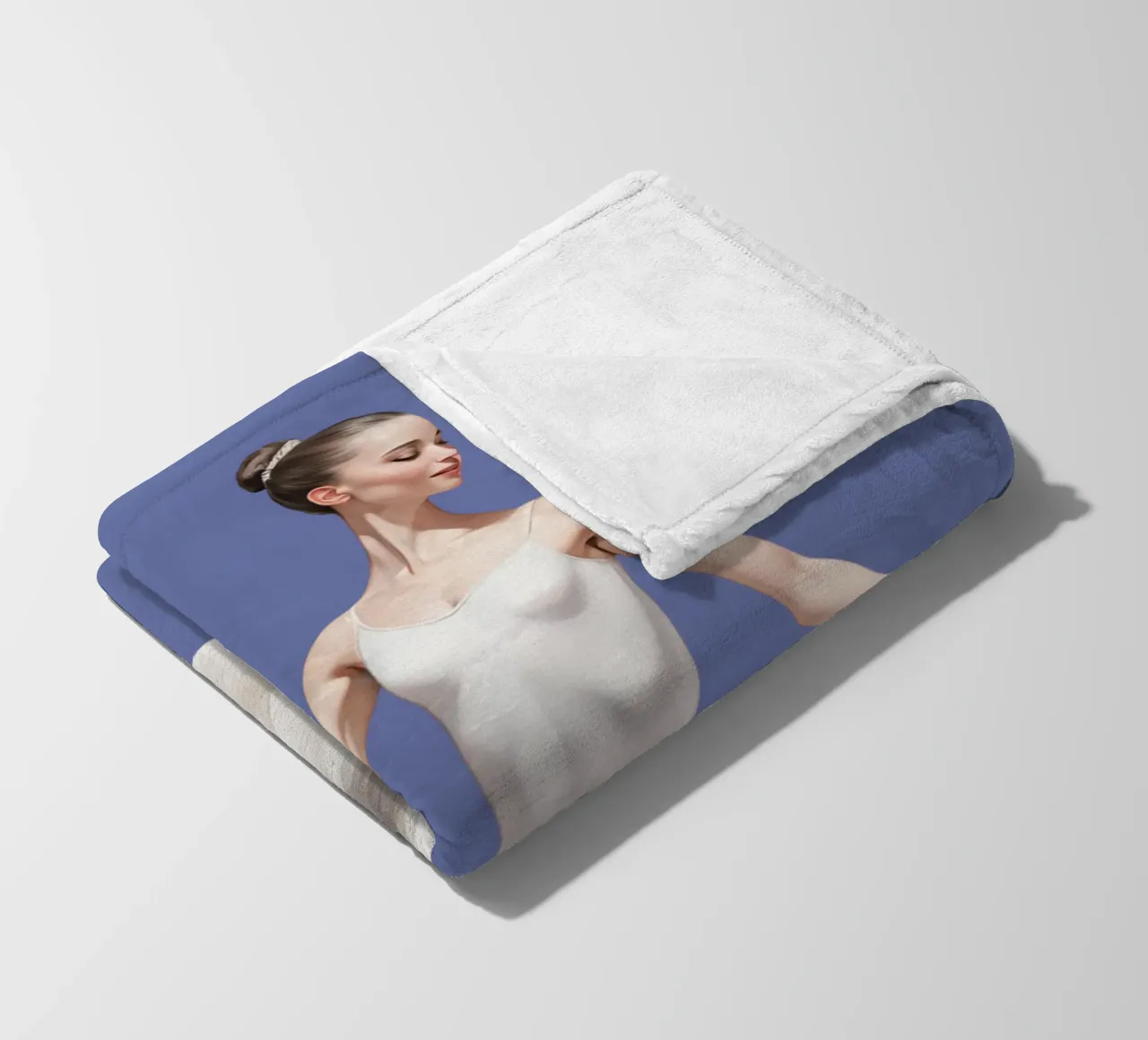 Ballerina in white tutu and leotard on pointe fleece blanket by DesignDoodle