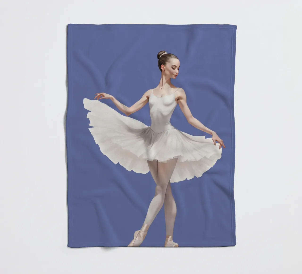 Ballerina in white tutu and leotard on pointe fleece blanket by DesignDoodle