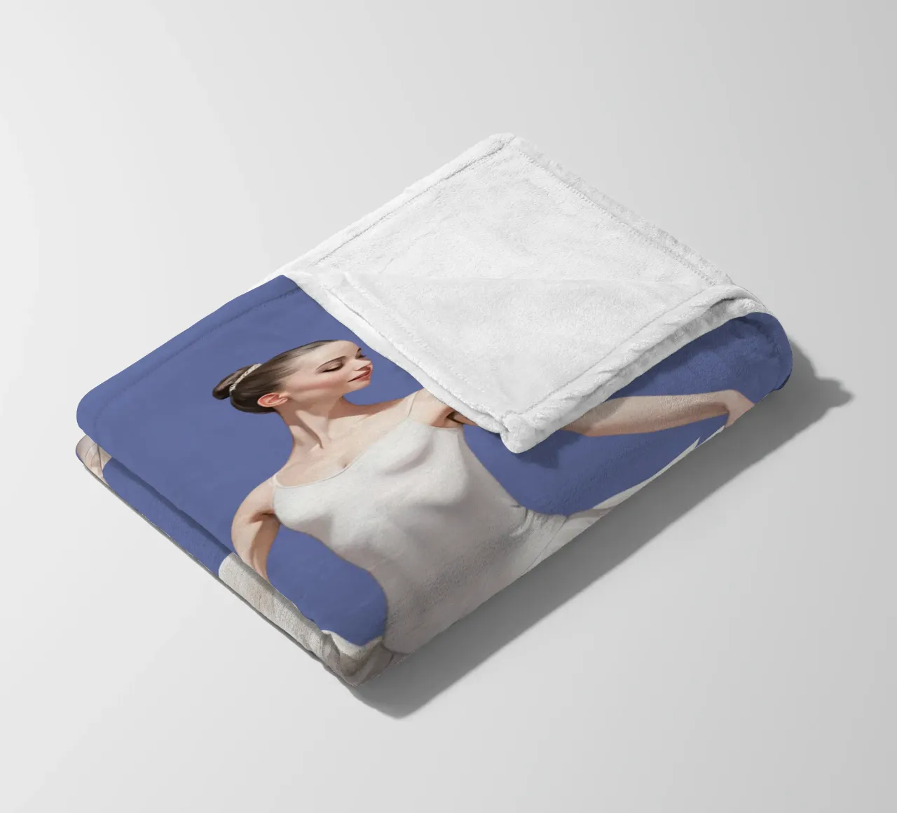 Ballerina in white tutu and leotard on pointe fleece blanket by DesignDoodle