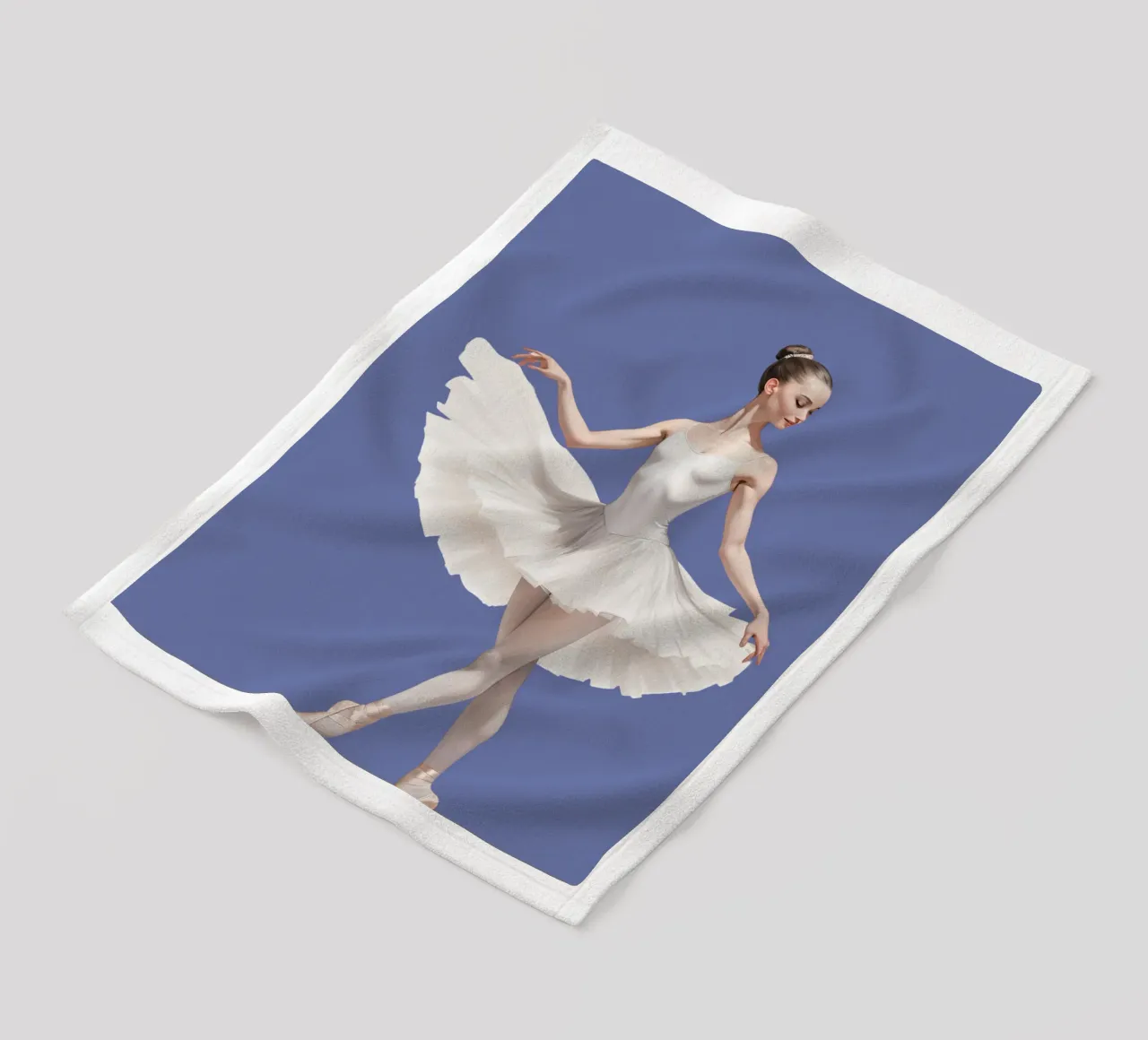 Ballerina in white tutu and leotard on pointe fleece blanket by DesignDoodle