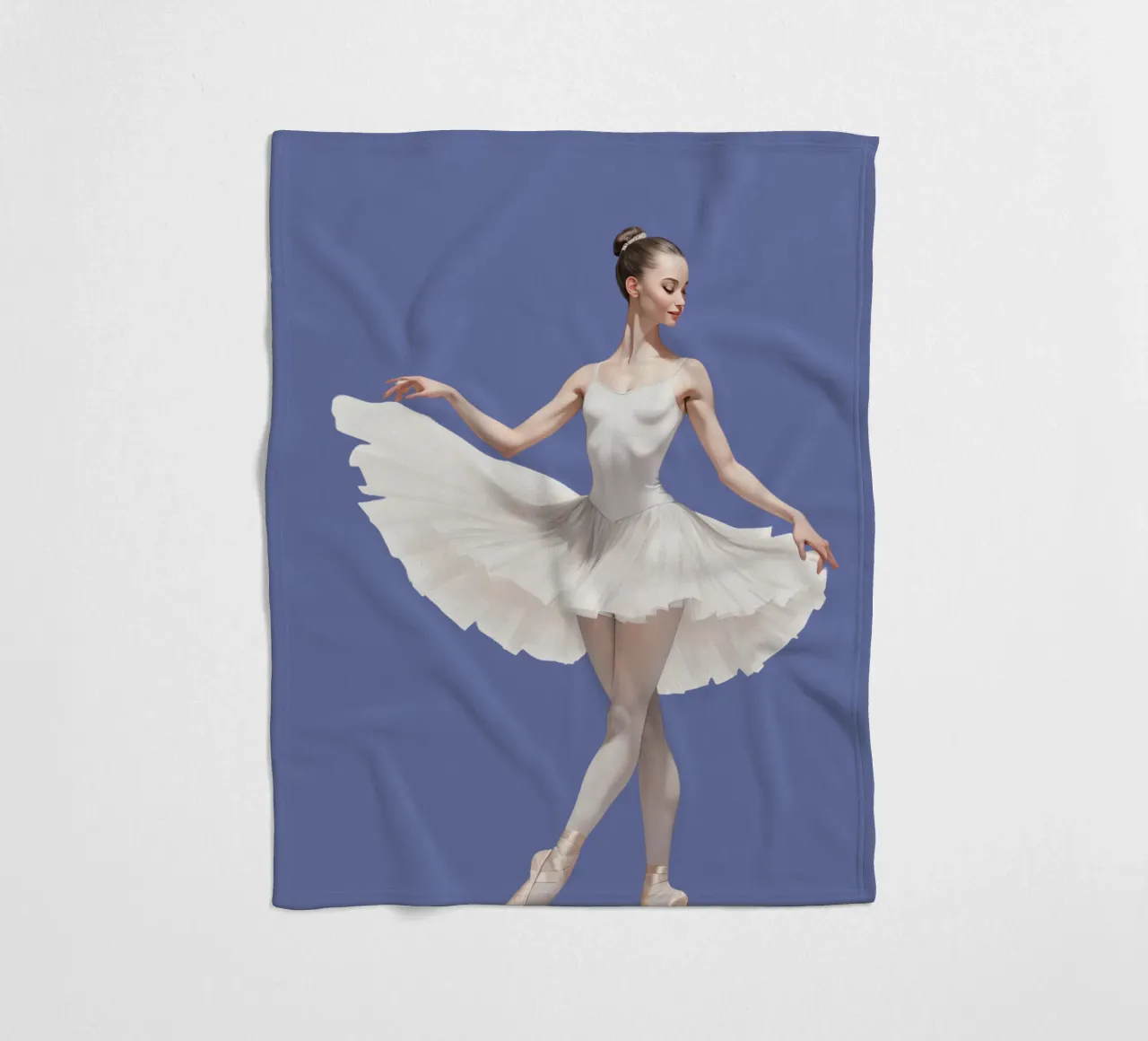 Ballerina in white tutu and leotard on pointe fleece blanket by DesignDoodle