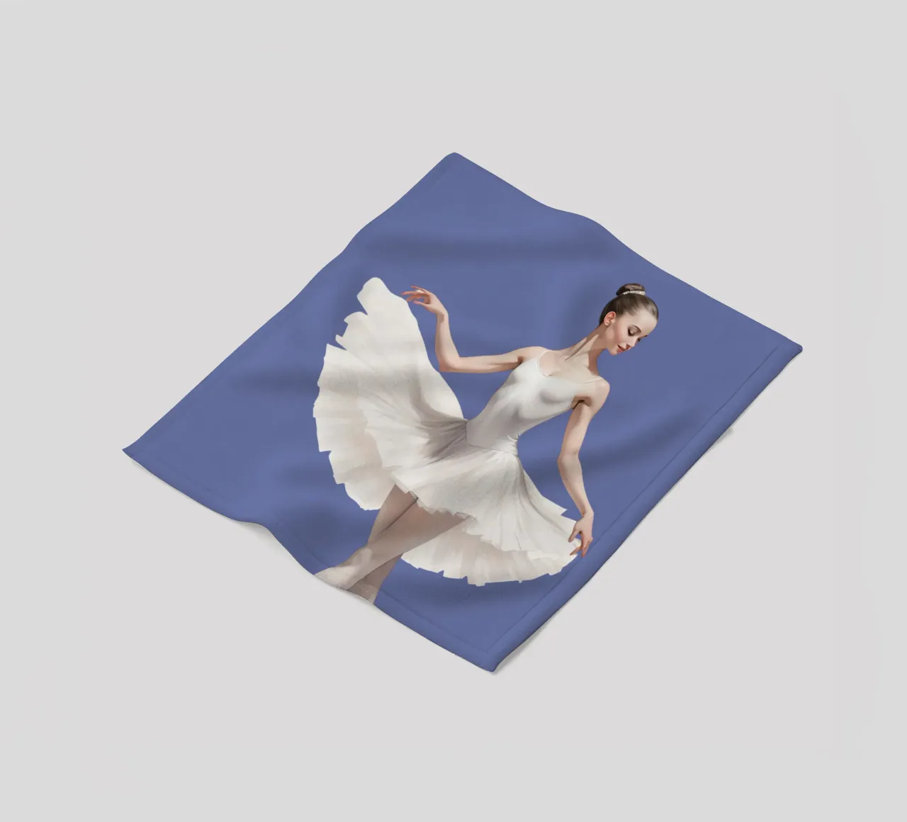 Ballerina in white tutu and leotard on pointe fleece blanket by DesignDoodle