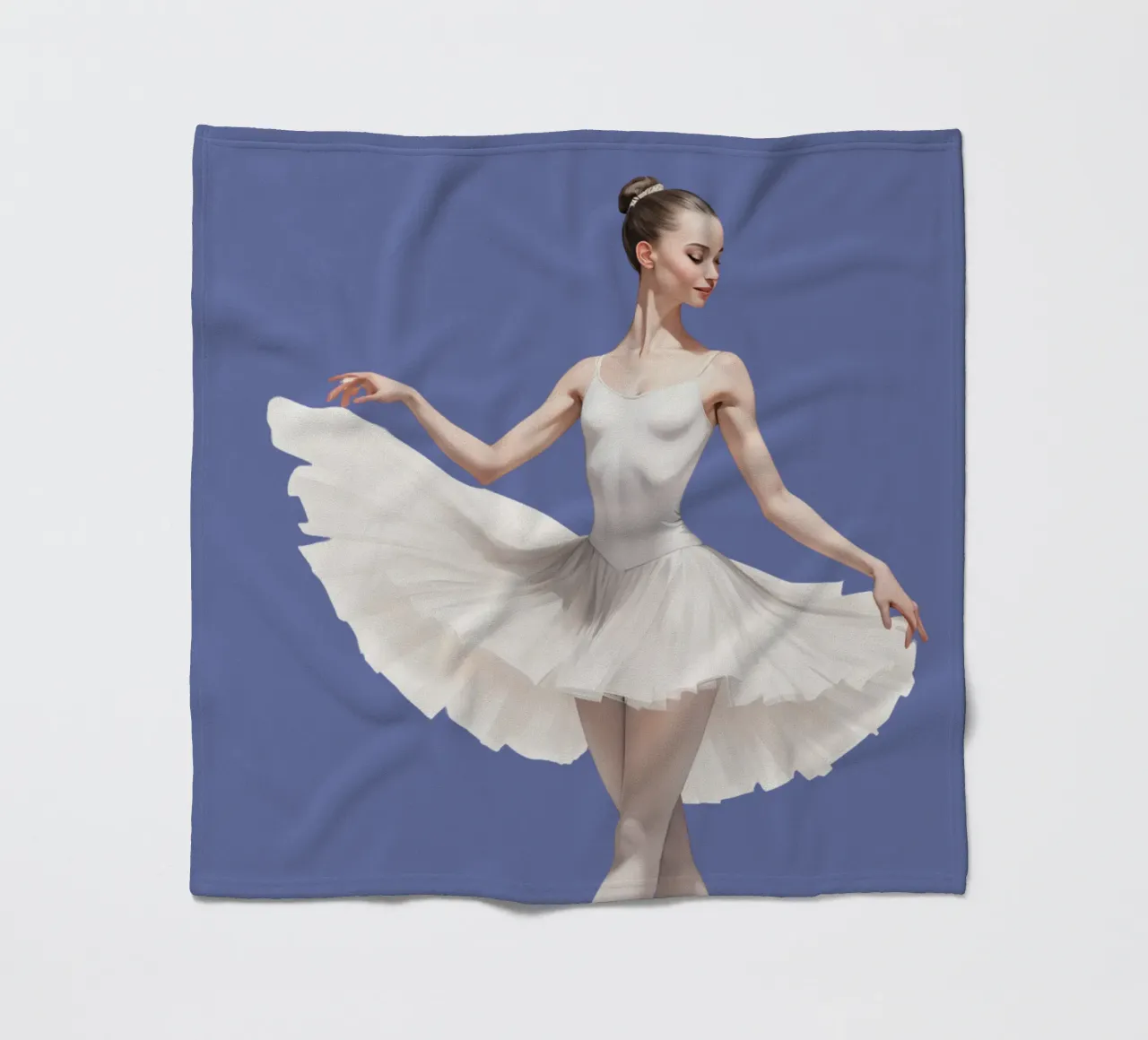 Ballerina in white tutu and leotard on pointe fleece blanket by DesignDoodle