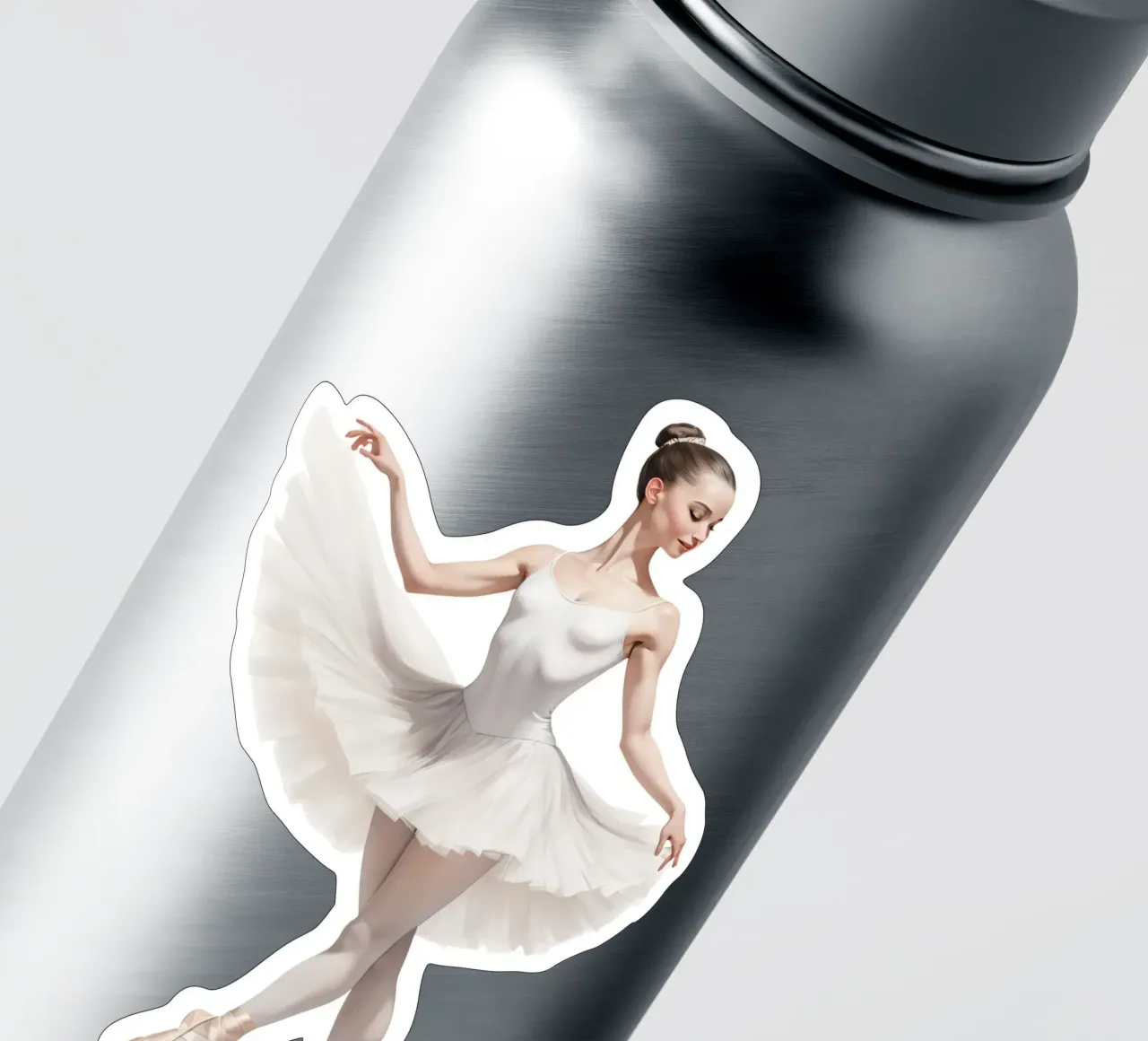 Ballerina in witte tutu en maillot op spitzen sticker van DesignDoodle