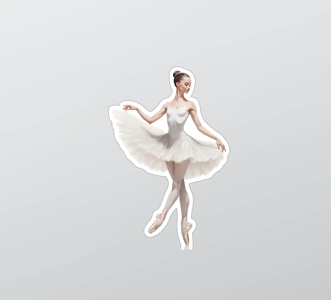 Ballerina in witte tutu en maillot op spitzen sticker van DesignDoodle