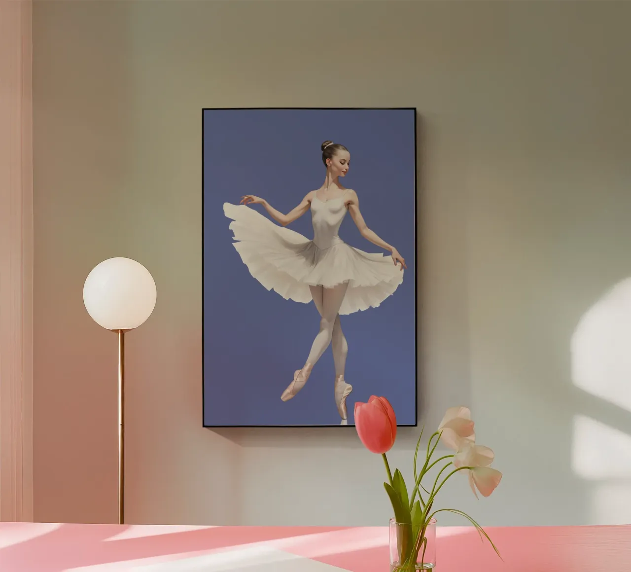 Ballerina con tutù e body bianco sulle punte plexiglass da DesignDoodle