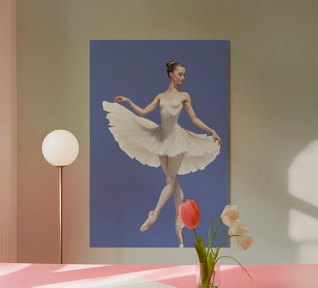 Ballerina con tutù e body bianco sulle punte plexiglass da DesignDoodle