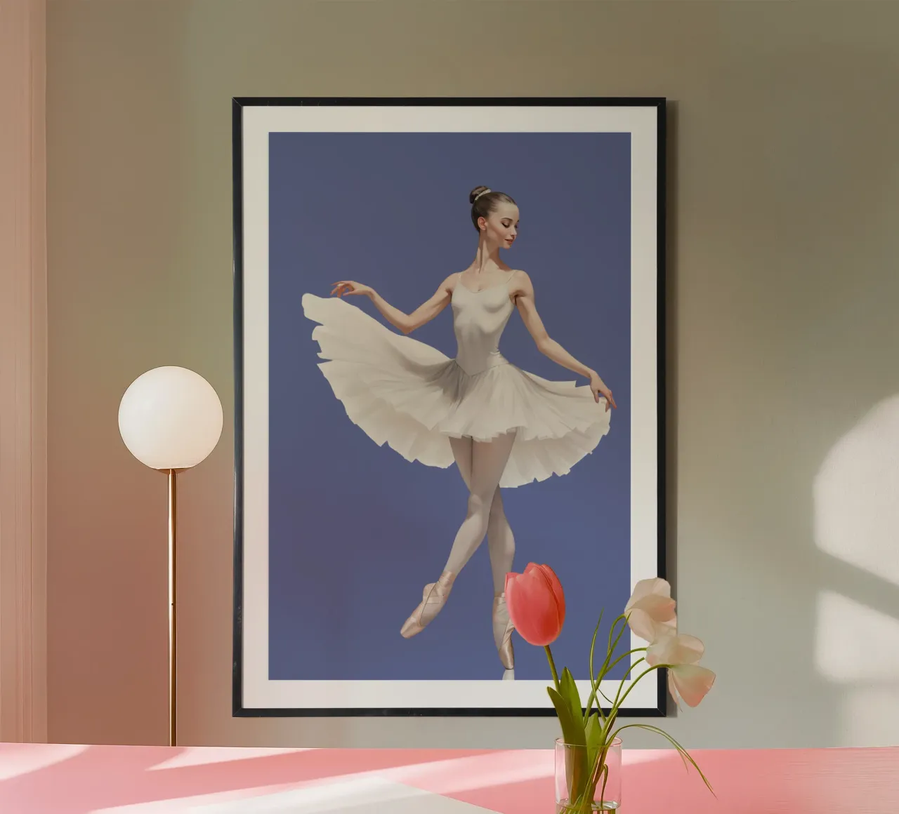 Ballerine en tutu et justaucorps blancs sur pointes hahnemühle de DesignDoodle