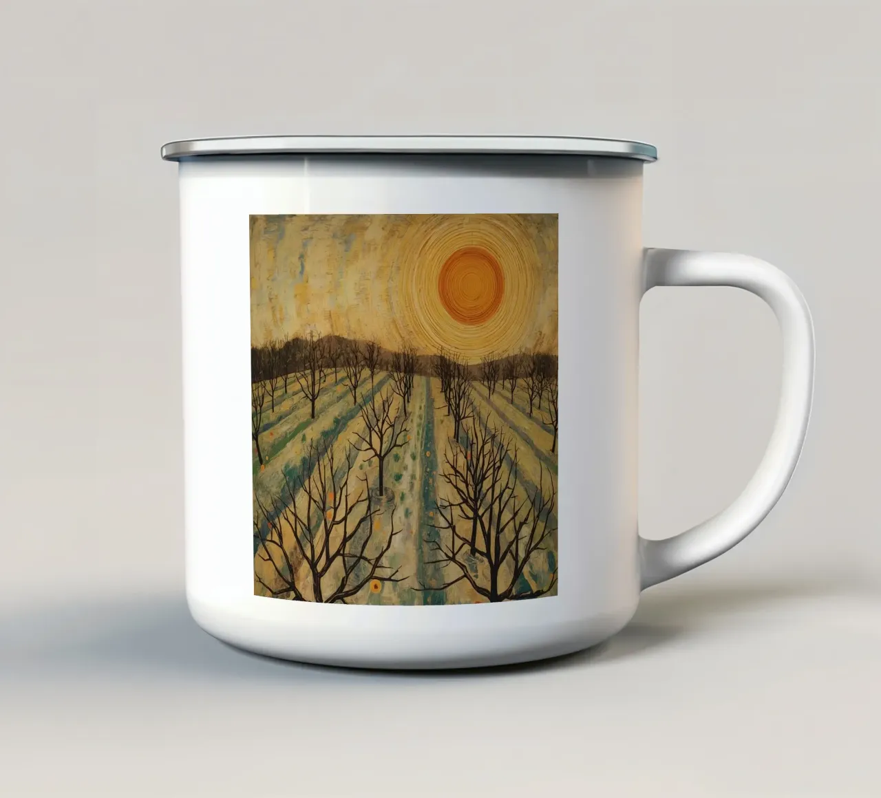 Frutteto nudo sotto il sole tazza in smalto da DesignDoodle