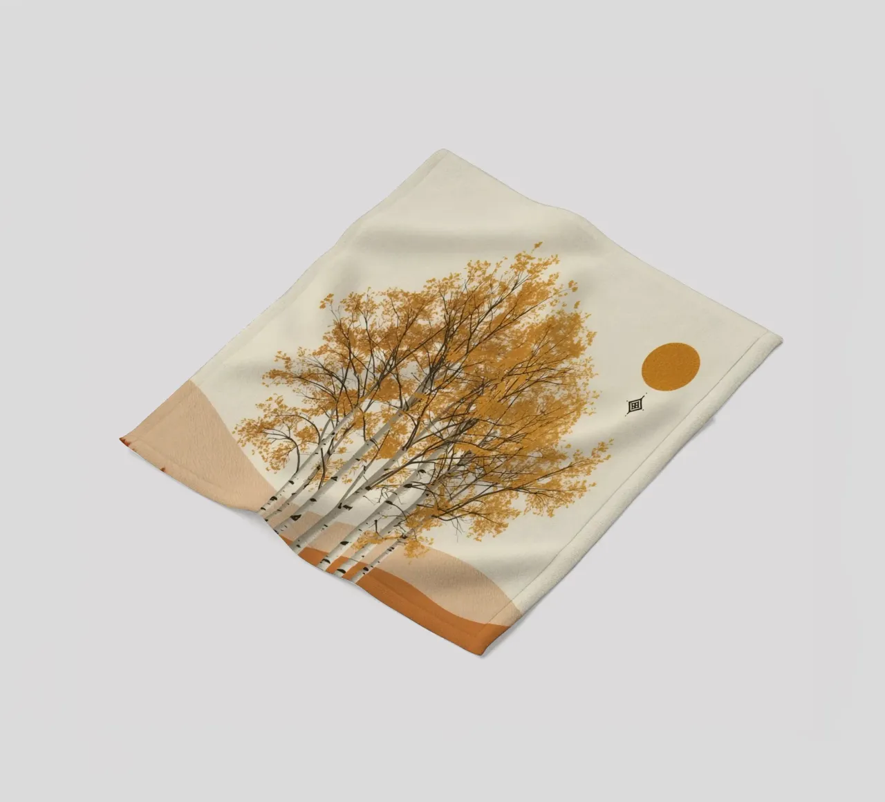 Betulle in un paesaggio autunnale con il sole coperta in pile da DesignDoodle