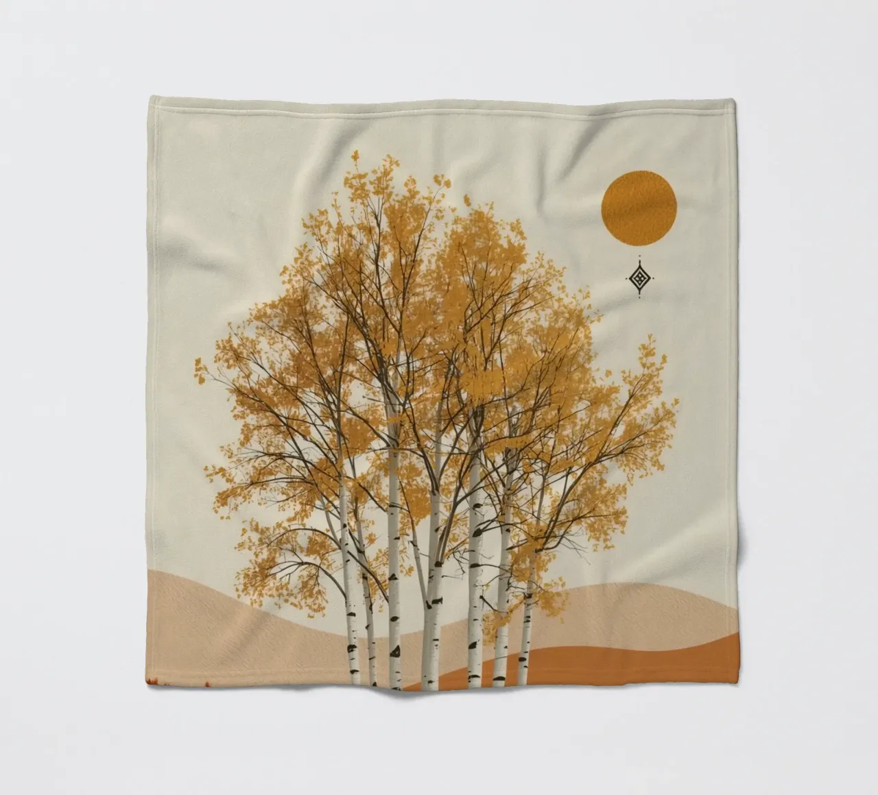 Betulle in un paesaggio autunnale con il sole coperta in pile da DesignDoodle