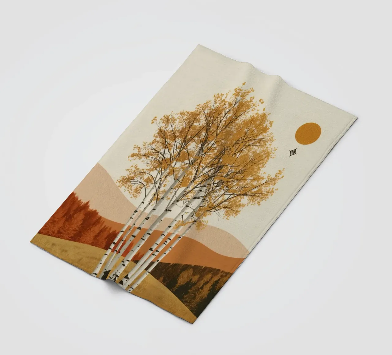 Betulle in un paesaggio autunnale con il sole coperta in pile da DesignDoodle