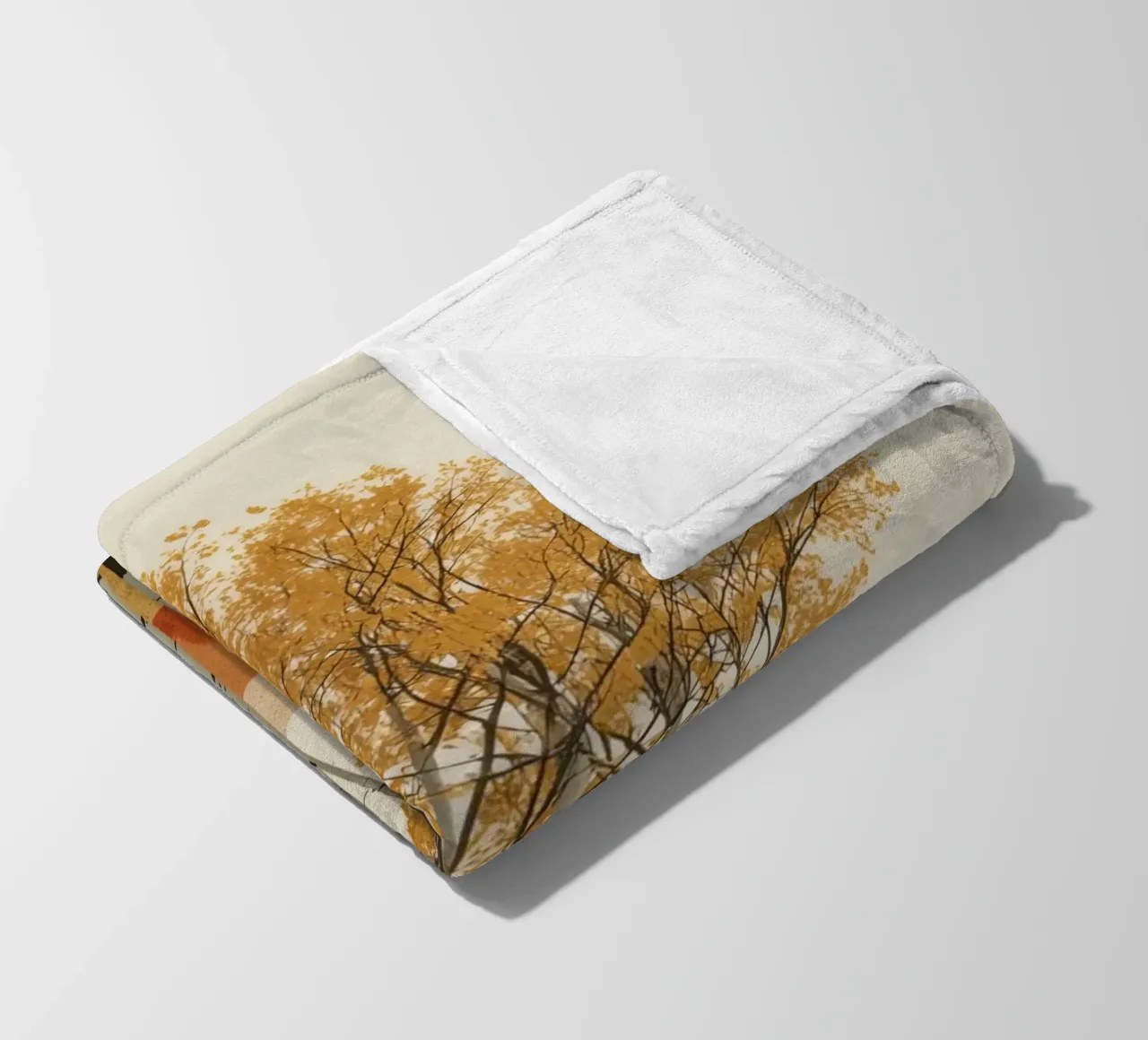 Betulle in un paesaggio autunnale con il sole coperta in pile da DesignDoodle