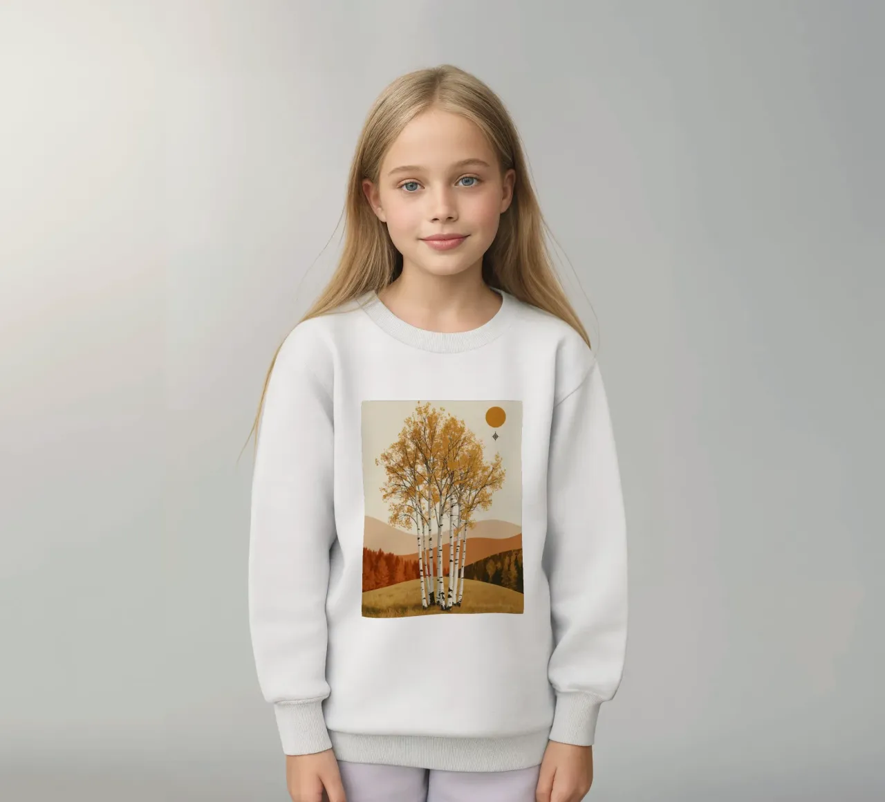 Betulle in un paesaggio autunnale con il sole felpa bambino da DesignDoodle