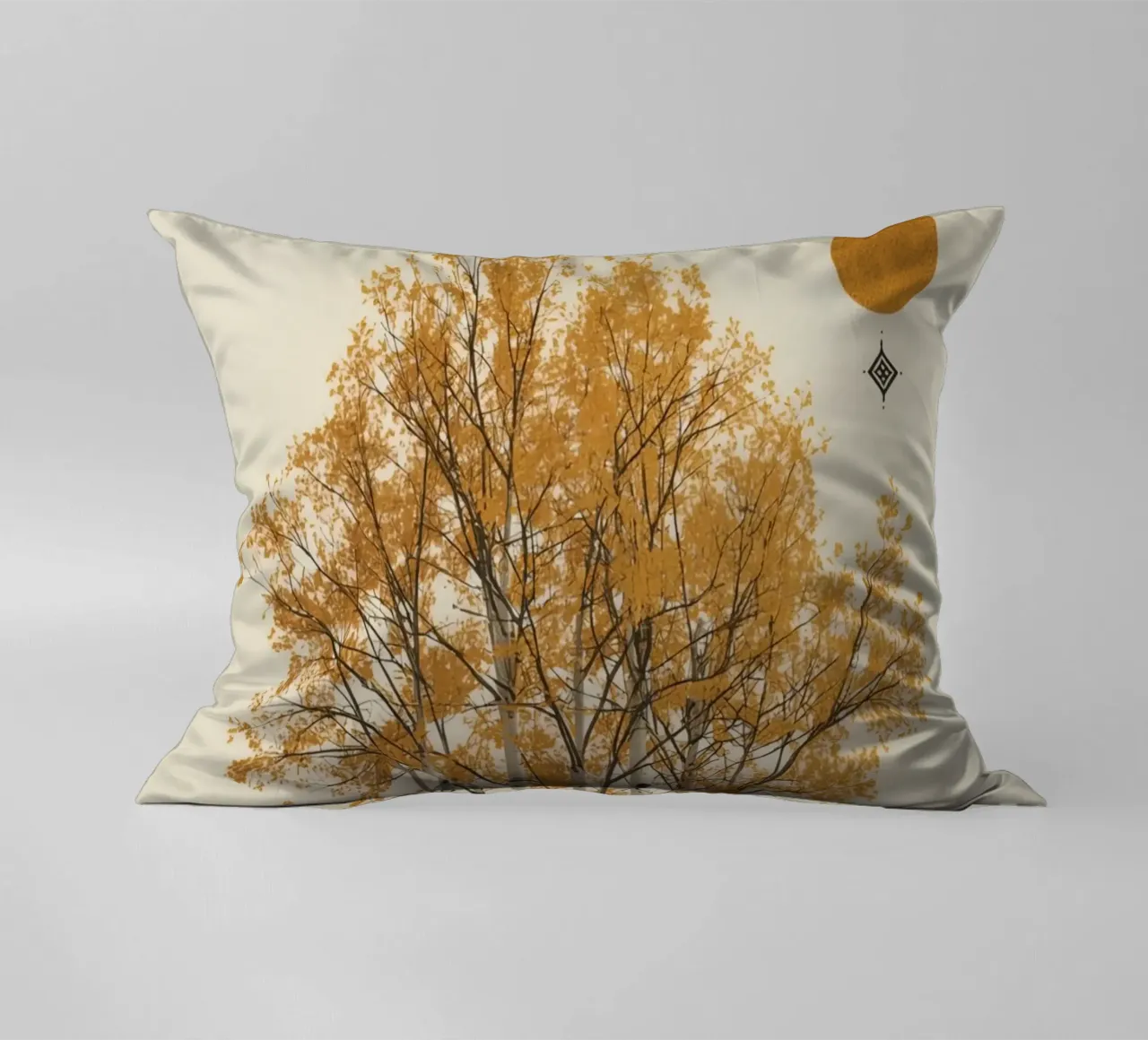 Betulle in un paesaggio autunnale con il sole cuscino da DesignDoodle