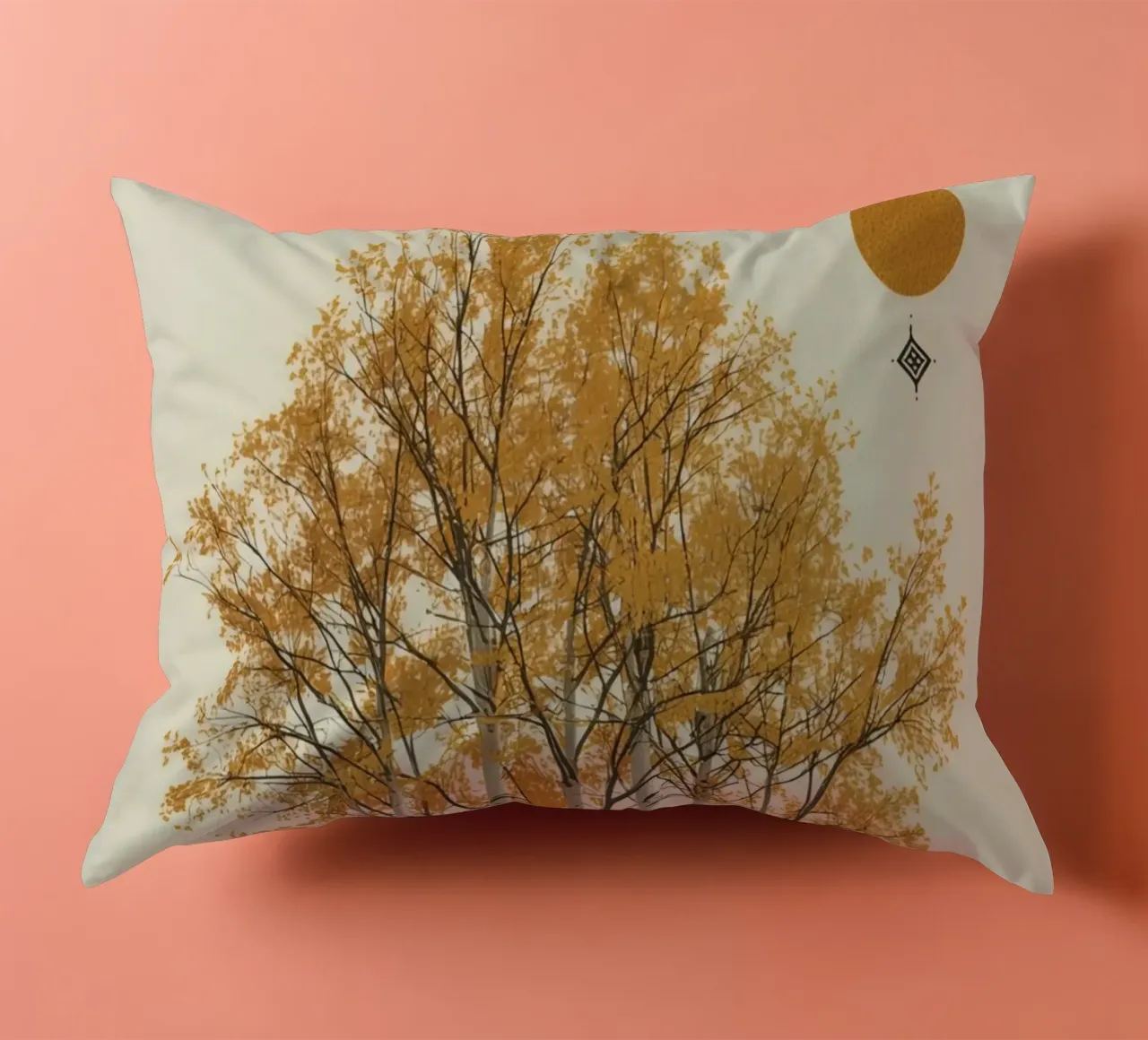 Betulle in un paesaggio autunnale con il sole cuscino da DesignDoodle